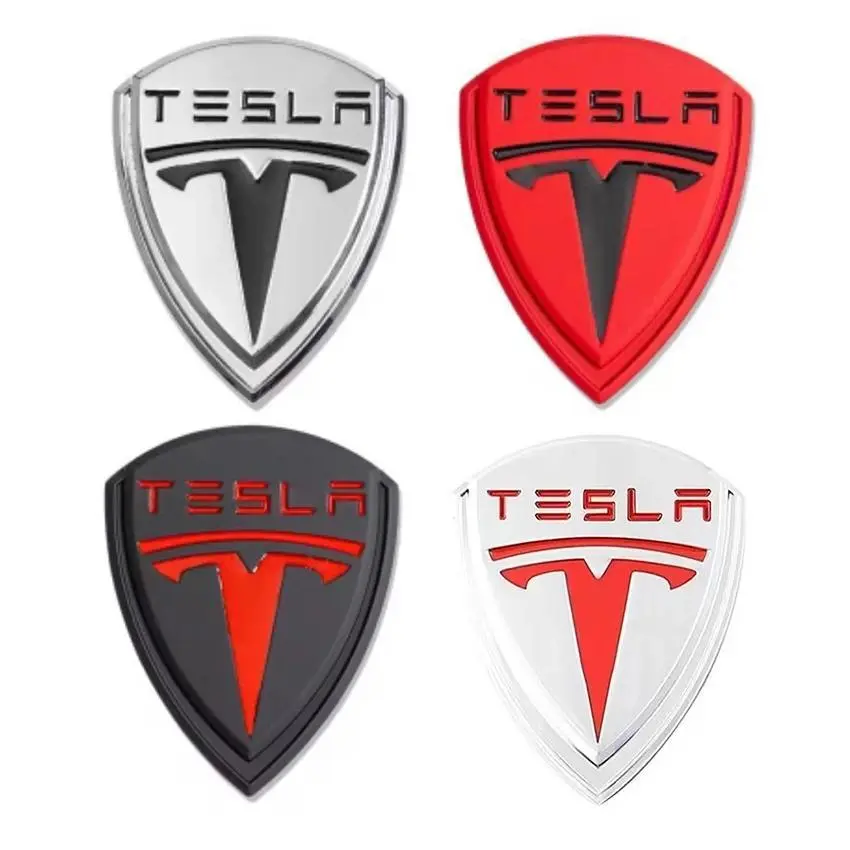 Tesla Model X S Y 3 Logo Metal Shield Car Decal Car Badge Tail Badge Decorative Sticker Fender Emblem