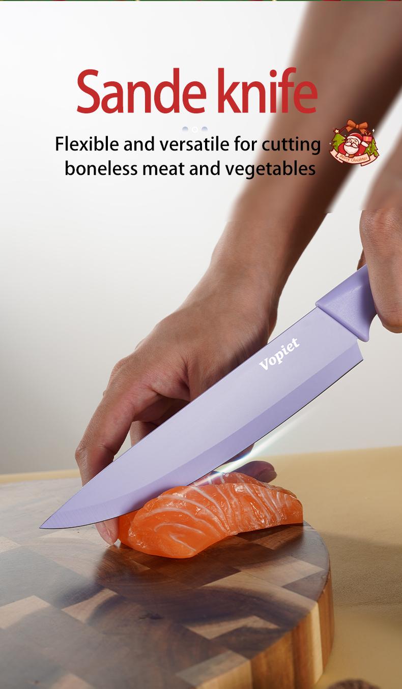 5 Pieces, Kitchen Knife Set, Meat Cleaver, Chef's Knife, Bread Knife, Fruit Knife, ANew Year's Gift Cooking Utensils Cutting Modern Block Home