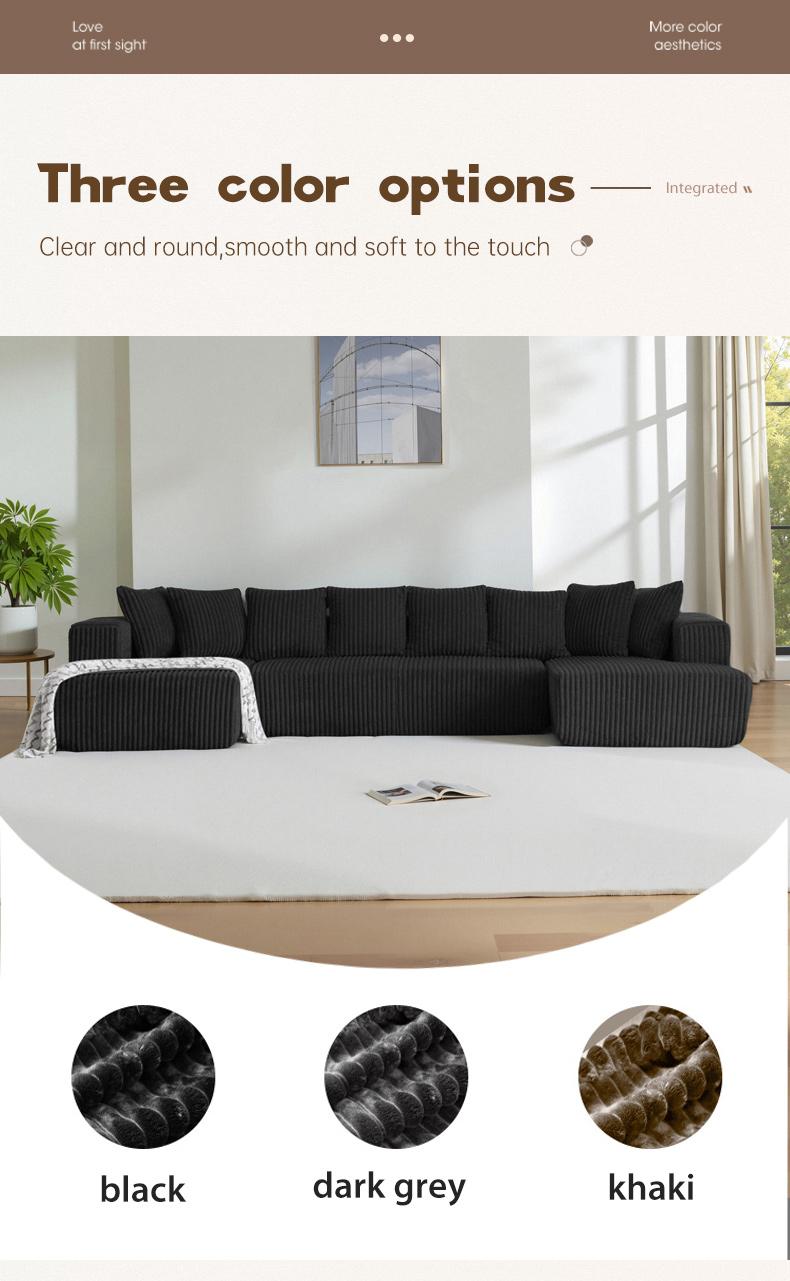 (3 packs shipped) 132"U-shaped modular sofa super comfortable corduroy cloud sofa double recliner no assembly modern living room furniture boneless sectional sofa (3 packs shipped) 132"U-shaped modular sofa super comfortable corduroy cloud sofa double recliner no assembly modern living room furniture boneless sectional sofa