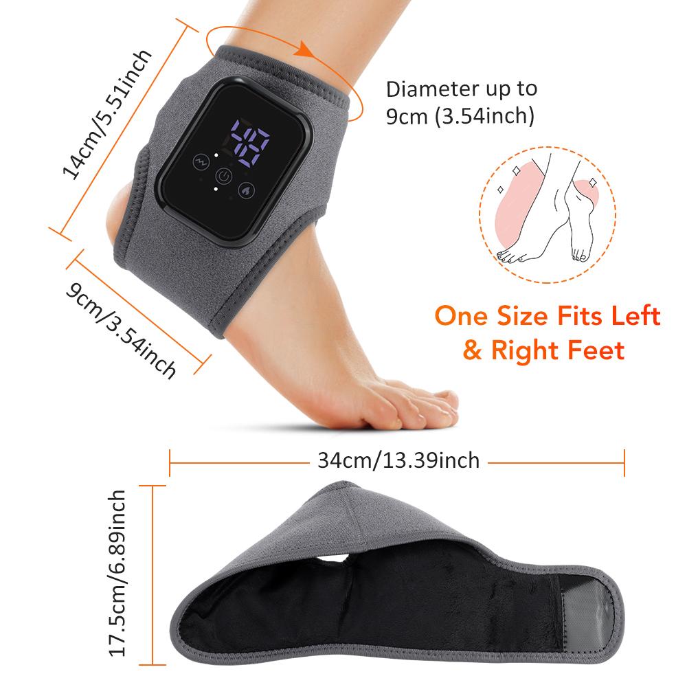 Ankle Heat Therapy Device, 3 Temperature Settings 48-58°c, 3 Massage Modes, 15-Min Timer, Touchscreen Control, Universal Adhesive Pad