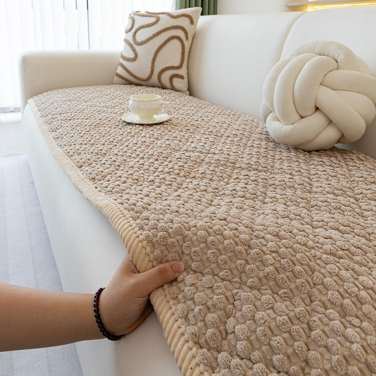 1pc Single Solid Color Bubble Velvet Sofa Pad, Soft Skin-Friendly Material, Pet-Friendly Anti-Slip Design, Machine & Hand Washable, Fits Single to Five-Seater Sofas