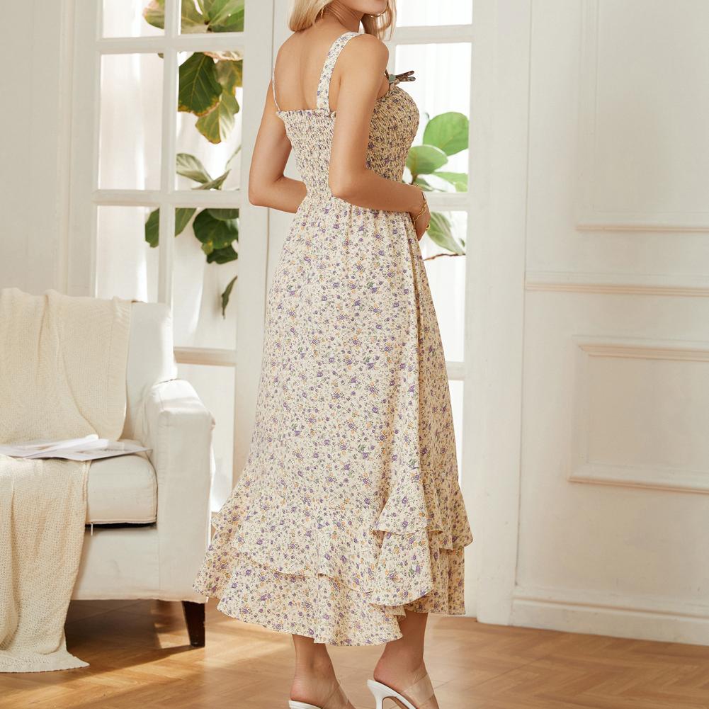 GRACE KARIN Women's 2025 Summer Floral Boho Dress Square Neck Strapped Swing A Line Sundress Beach Long Maxi Outfits