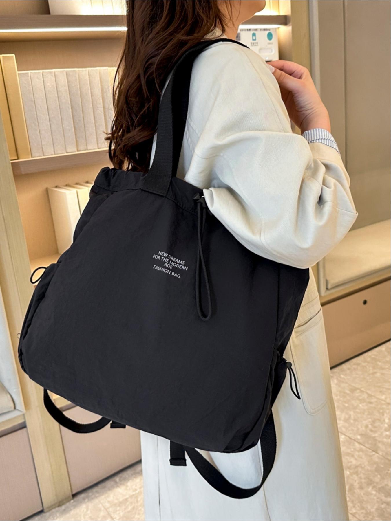 Multifunctional 3-way drawstring bag, lightweight canvas, large capacity, can be used as a backpack, shoulder bag, handbag, Sling backpack, versatile in multiple colors, suitable for commuting, casual wear, and everyday use, ideal for school, work