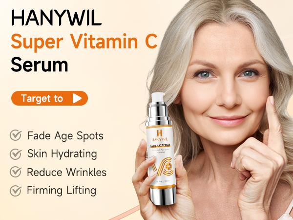 HANYWIL Vitamin C Gold | Anti-Aging Vitamin C Serum for Firming, Lifting & Hydrating Mature Skin | Dark Spot Correcting Serum for Skin Discoloration with Hyaluronic Acid | Suitable for all skin types cozyvibes effortlessbeauty fathersdaygifts