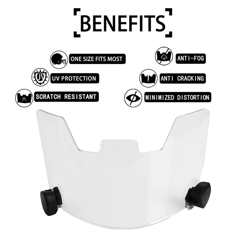 Clear Football Visor - Football Visors for Helmet - Football Helmet Visor Fits Adult & Youth Football Helmets - Anti-Fog, Scratch Resistant Clear Visor Football Face Shield