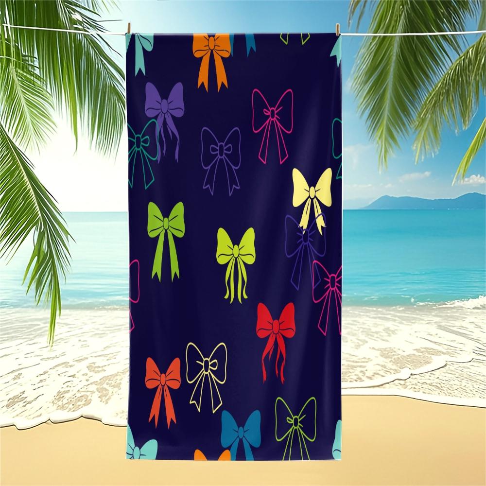 1-Piece Coquette Bow Printed Beach Towel, Cute Y2K Style Sand-Free Quick-Dry Microfiber Towel, Lightweight Absorbent Printed Beach Accessories, Ideal for Travel Vacation, Pool, Beach, Camping & Daily Use