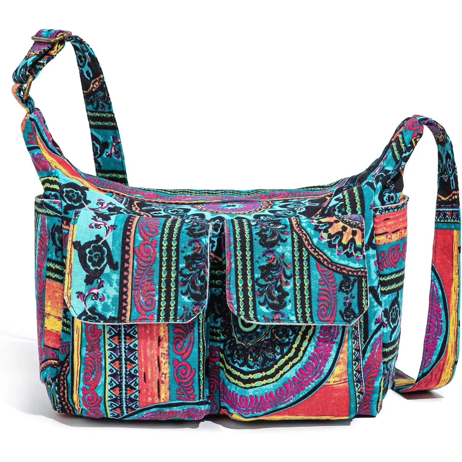 Retro Multiple pockets Bohemian Canvas Hobo  Bag Hippie Boho Crossbody bags | Multiple pockets