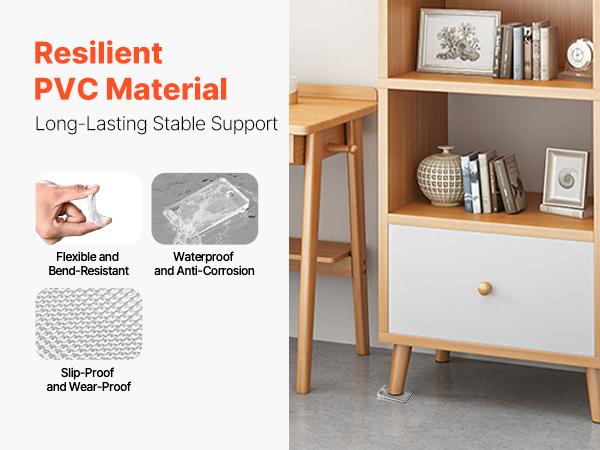 VEVOR Furniture Leveling Shims, 30 PCS 1.97x 1.16x 0.22 inch Non-Skid Clear Plastic Pads, Easy-to-Cut Furniture Leveler, Ideal Shim Leveler for Couch, Refrigerator, Table Legs to Avoid Wobbling