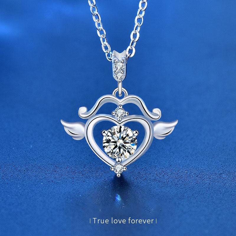 [ASM-NC130] Moissanite Diamond Cupid's Arrow Necklace Female 925 sterling silver fine jewelry silver jewelry moissanite necklace