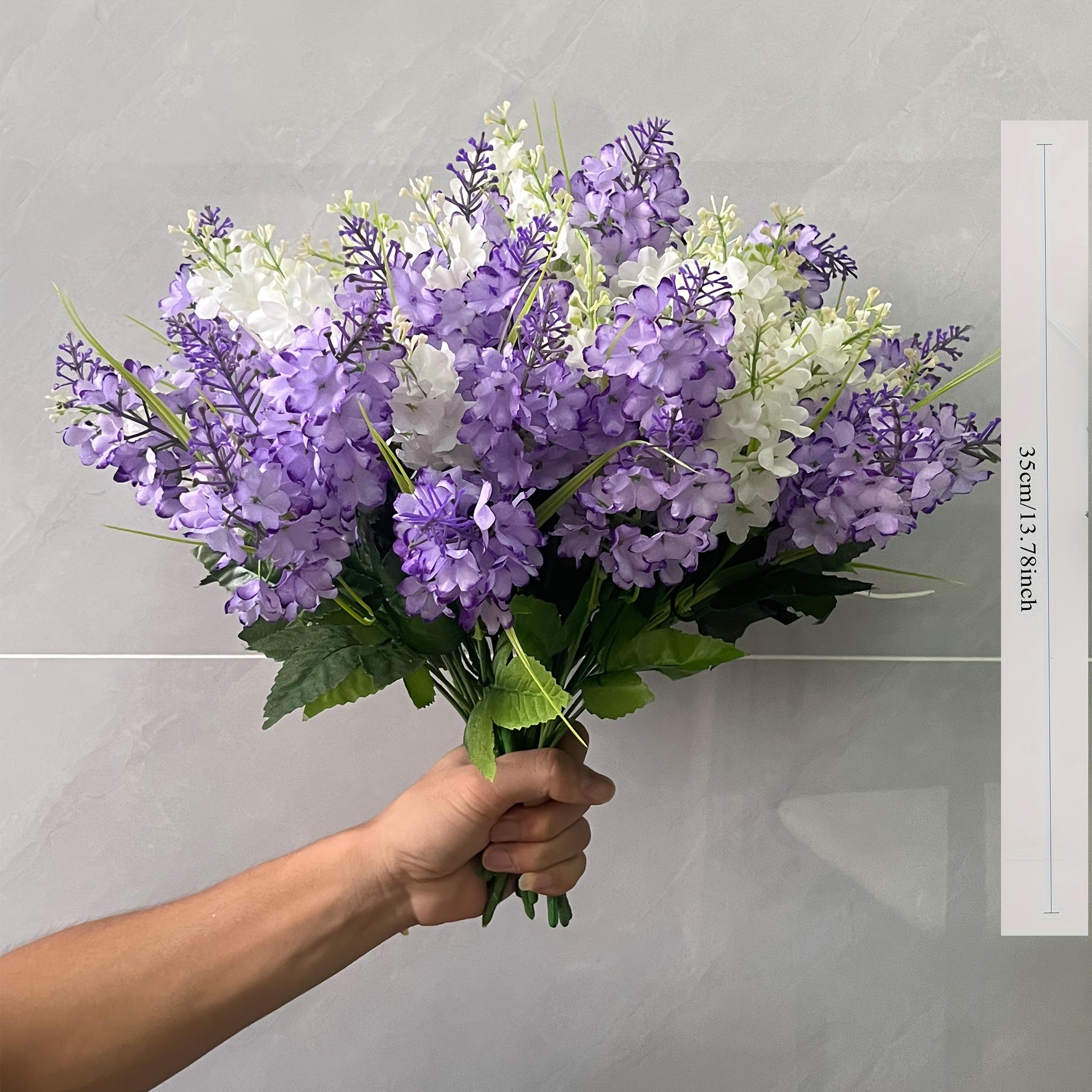 A Bouquet of 30 Artificial Flowers in White And Purple Hyacinths, Fade-Resistant And Low-Maintenance for Outdoor Use, Suitable for Indoor And Outdoor Weddings, Gardens, Offices, And Parties | Spring And Summer Decorative Floral Arrangements