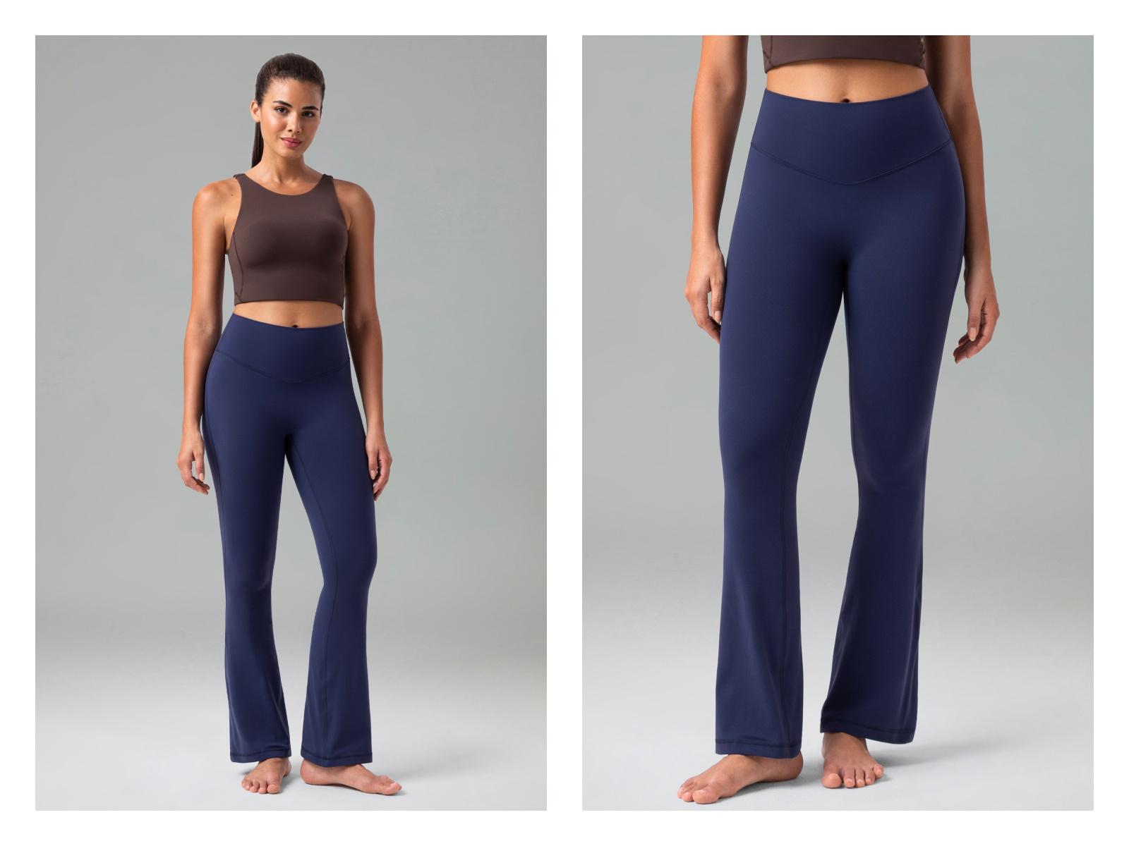 Colorfulkoala Women's No Front Seam 27.5" Mini Flare Pants High-Waisted Seamless Front Dreamlux Fabric Yoga Casual Wear