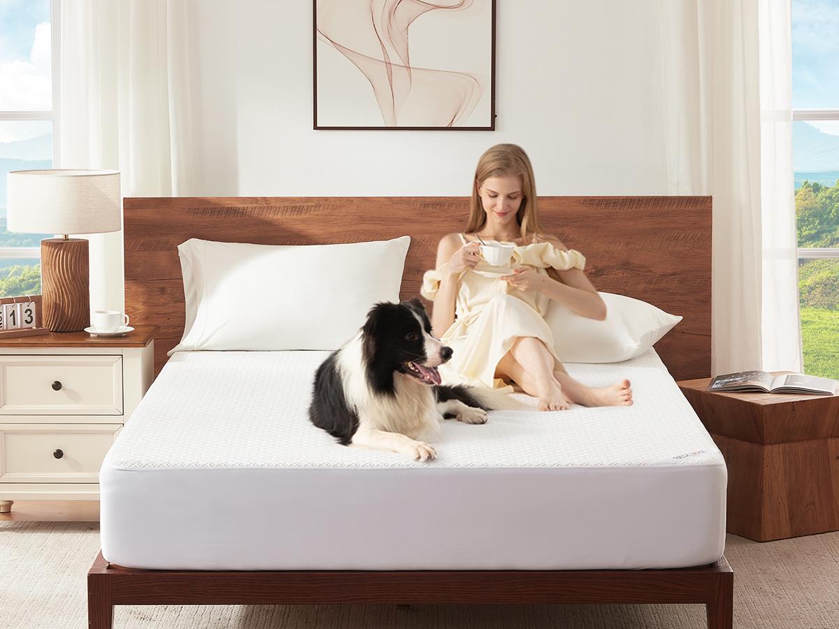 【BEDLORE】4-Grid Pattern Waterproof Fitted Sheet, Soft & Breathable Non-Slip Bed Sheet with Deep Pockets, Ideal for Bedroom & Home Use 【BEDLORE】4-Grid Pattern Waterproof Fitted Sheet, Soft & Breathable Non-Slip Bed Sheet with Deep Pockets, Ideal for Bedroom & Home Use