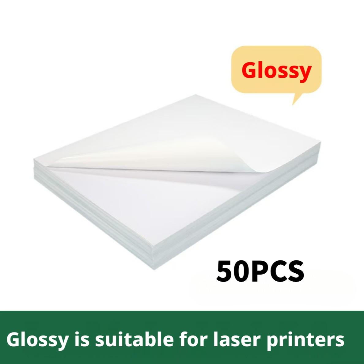 1 Pack 50 Sheets Glossy Self-Adhesive Stickers, Suitable for Inkjet Printers, Fast-Drying, Single Use, Rectangular Shape, DIY Photo Memories, Father's Day Gift