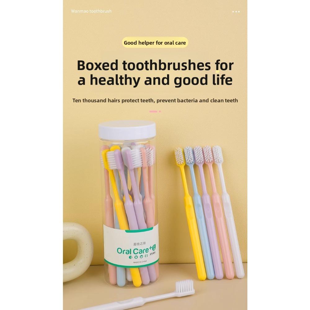 20-piece Toothbrush Set with Soft Bristles, Adult Family Pack in Bucket, Tongue Cleaner, Disposable Fine Soft Bristle Toothbrush, New Model