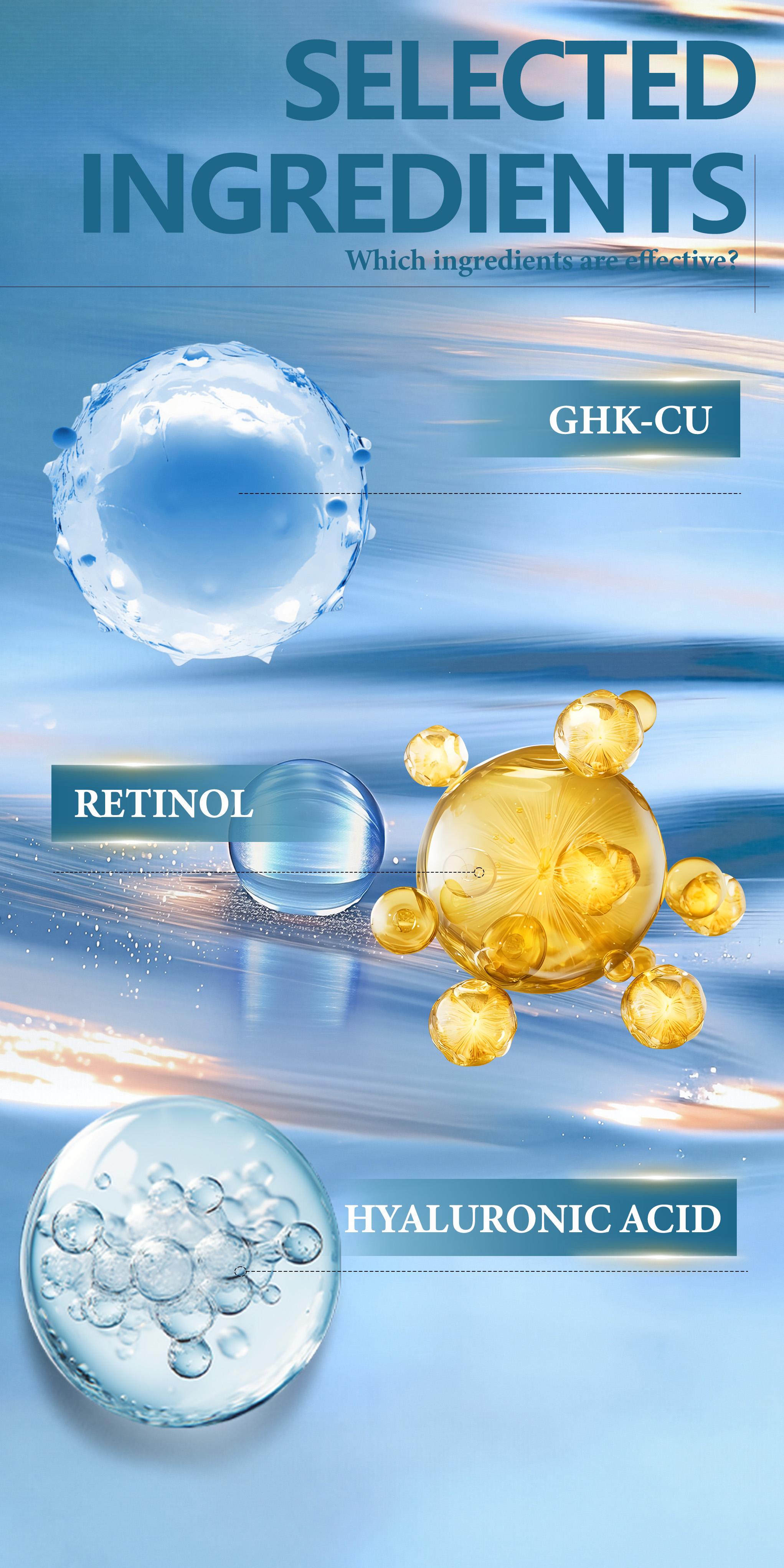 Cosnyce Blue Copper Peptide Facial Essence, Hyaluronic Acid Vitamin C, Moisturizing Skincare, Firming and Tightening