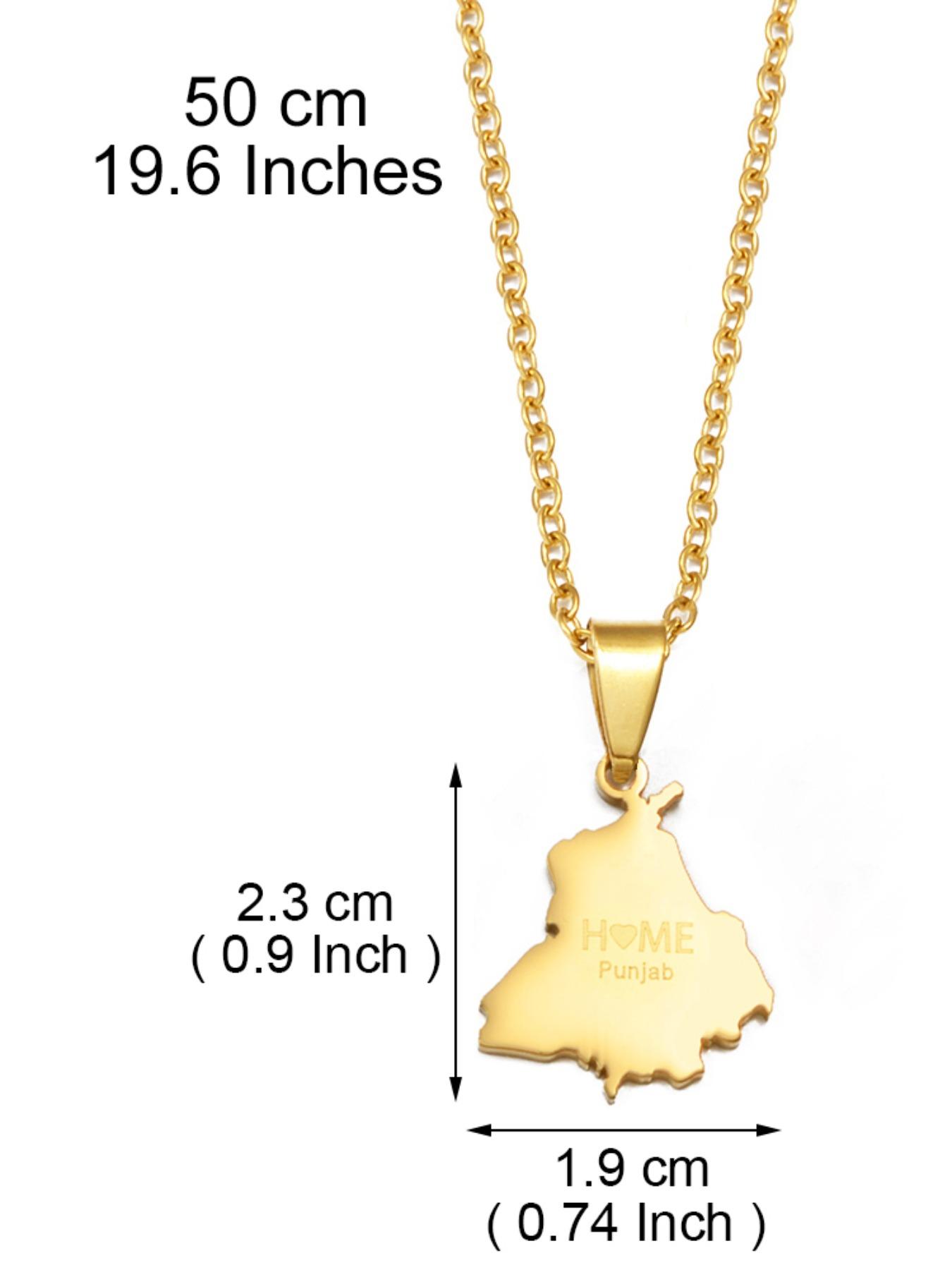 1Piece India Punjab Map Ethnic Pendant Necklaces Stainless Steel Jewelry Women