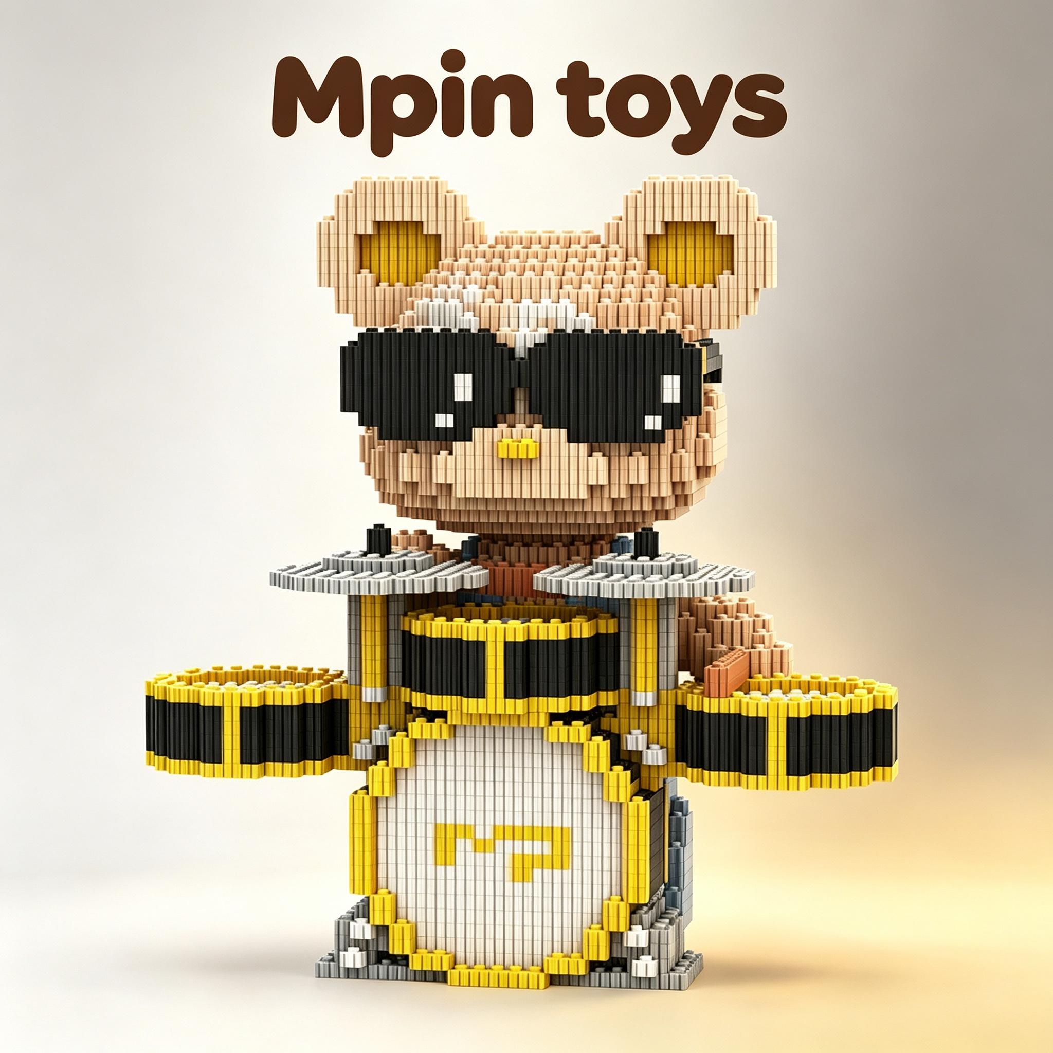 DIY Micro-Particle Building Blocks Drummer Bear, 3D Puzzle Toy, Bearbrick Style Decor Gift, Adult DIY Puzzle Ornament, Home Decoration, Holiday Gift, Model Building Kits