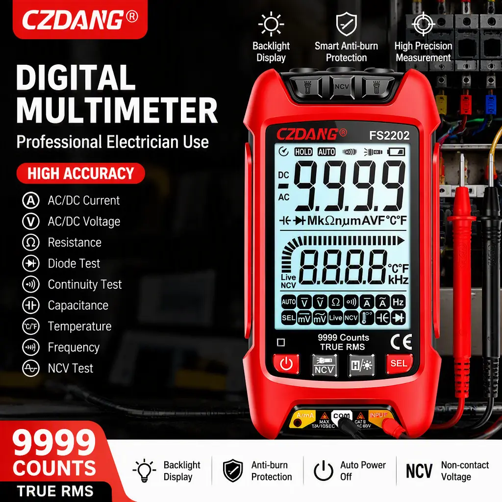 Smart Digital Multimeter with NCV Detection, Anti‑Burn High Accuracy True RMS Multi‑Meter for Household & Industrial Repair,Pre-lit