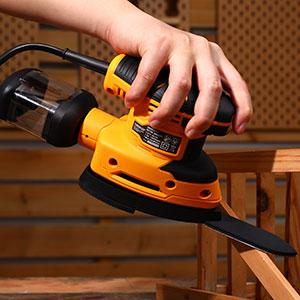 DEKO Electric Detail Sander, Equipped With 3 Multi-Function Sanding Pad Attachments, 12 Sandpapers, And A Dust Collection Box, Ideal For DIY Sanding Projects, Woodworking, Cabinet Refinishing, And More.