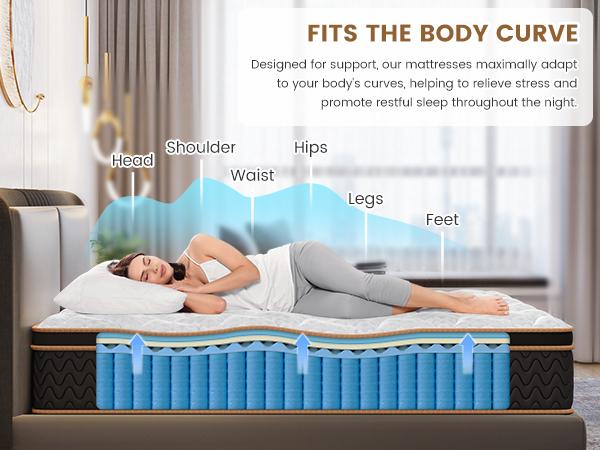 FlexPedic 10-14'' Hybrid Mattress, Twin Full Queen King Bed, Gel Memory Foam & Pocket Springs for Pressure Relief, Cozy Rest Bedroom