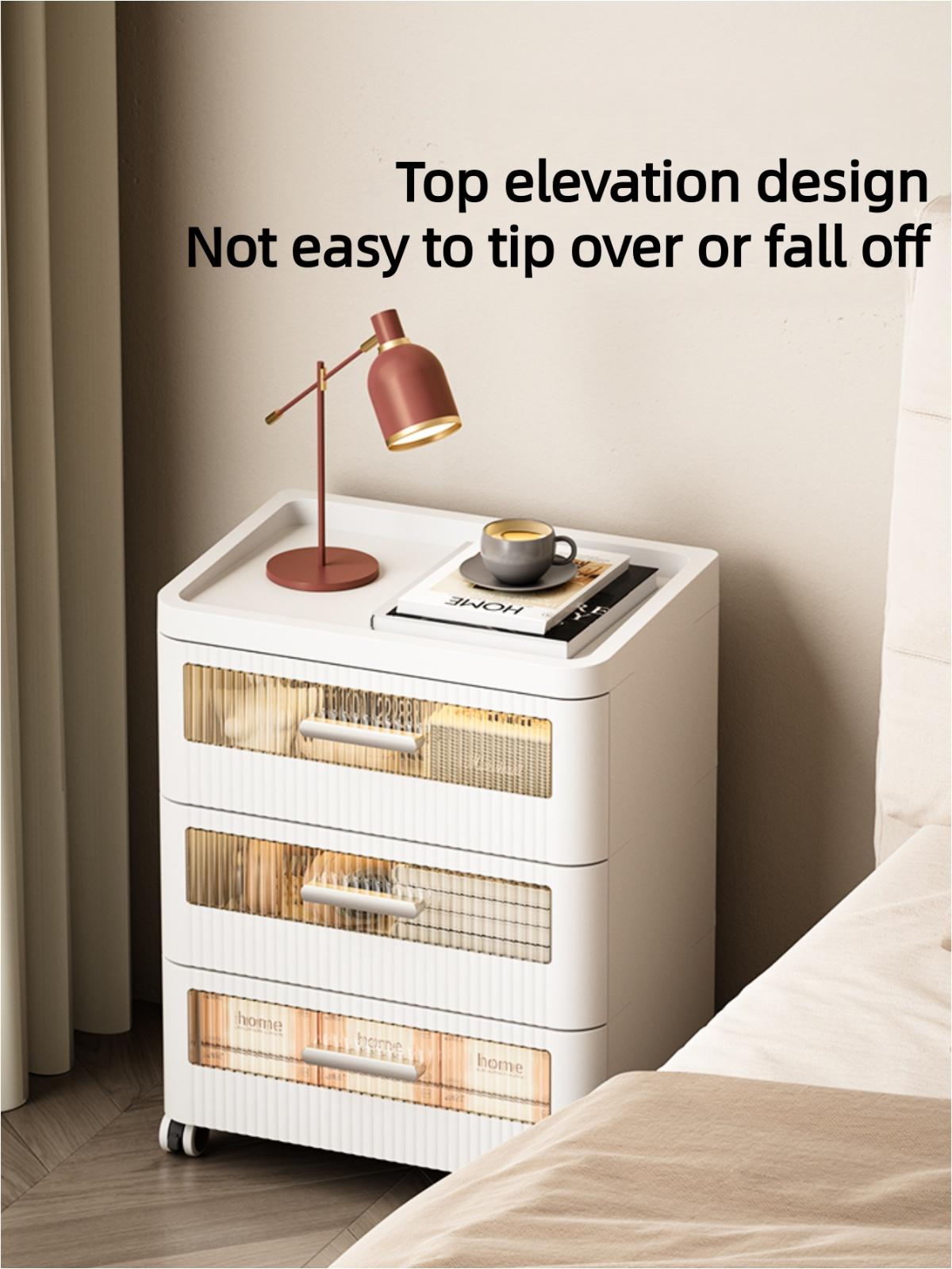 Cute Corner Dresser with Drawers & Wheels, Multi-Tier Rolling Storage Cabinet for Bedroom & Bathroom, Large Capacity Space-Saving Shower Organizer Cupboard Furniture