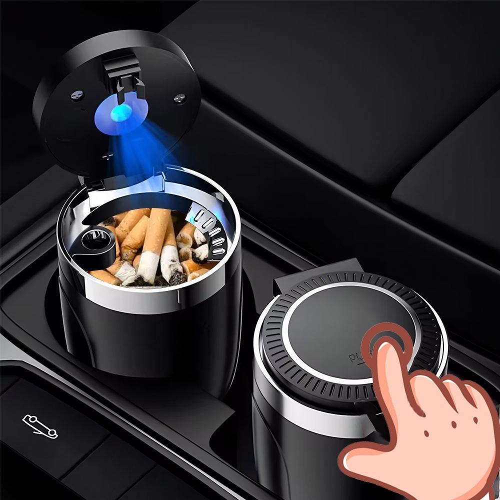 Portable Car Ashtray with LED Light, Car Cigarette Ash Tray with Lid, Detachable Stainless Steel Car Ashtray, Car Interior Accessories for Most Cars, Automotive, Holder