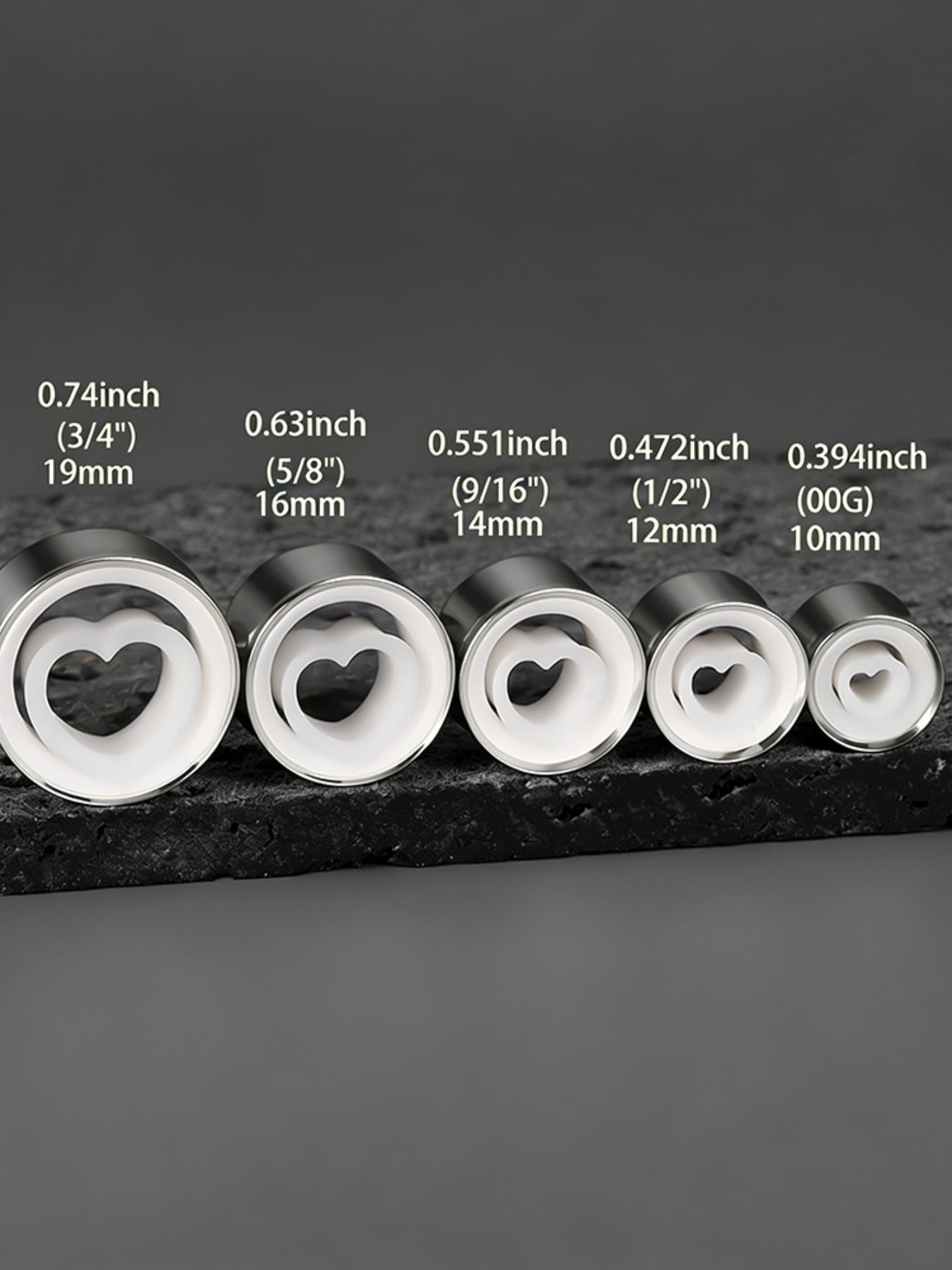 2pcs Y2K Heart Ear Gauges, Boho Style, Stainless Steel, Colorblock, Daily Wear, All Seasons, Best Gift for Pierced Babe