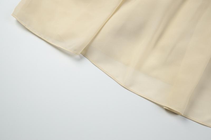 Women Spring Autumn Long Sleeve V Neck Tops Long Skirt Beach Vacation Chiffon Two Piece Set Outfit