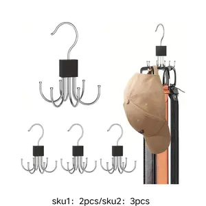 360° Rotatable Multi-Claw Storage Coat Hook Multifunctional Clothes Rack for Belt Bra Tank Top Tie Scarf Purse Hanger Organizer