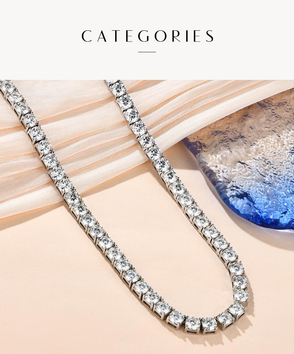 Synthetic Moissanite Tennis Necklace 0.1CT & 0.5CT Chain For Woman Party Anniversary New Gift N004