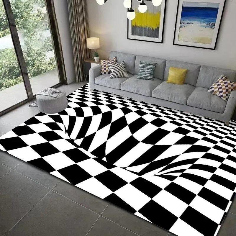 2D Vortex Skull Checkerboard Flannel Area Rug - 2D Illusion Red Eyes Skeleton Print Soft Mat for Living Room, Non-Slip Gothic Home Decor #2DSkullRug #CheckerboardVortexMat #GothicHomeDecor #2DIllusionCarpet #NonSlipFlannelRug