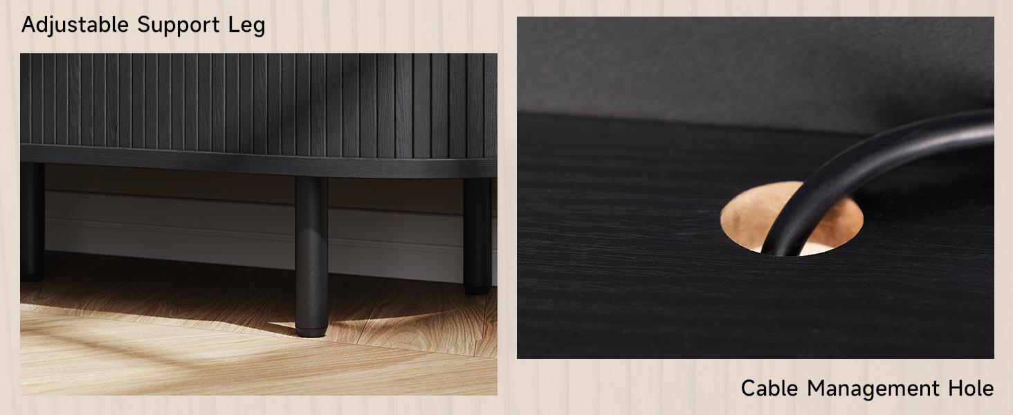 【SPOTLIGHT DAY】ONBRILL 55"/63" Fluted TV Stand with Power Outlet for TVs up to 70 Inch, Entertainment Center with Storage and Adjustable Shelves, Modern Media Console with Sliding Doors for Living Room