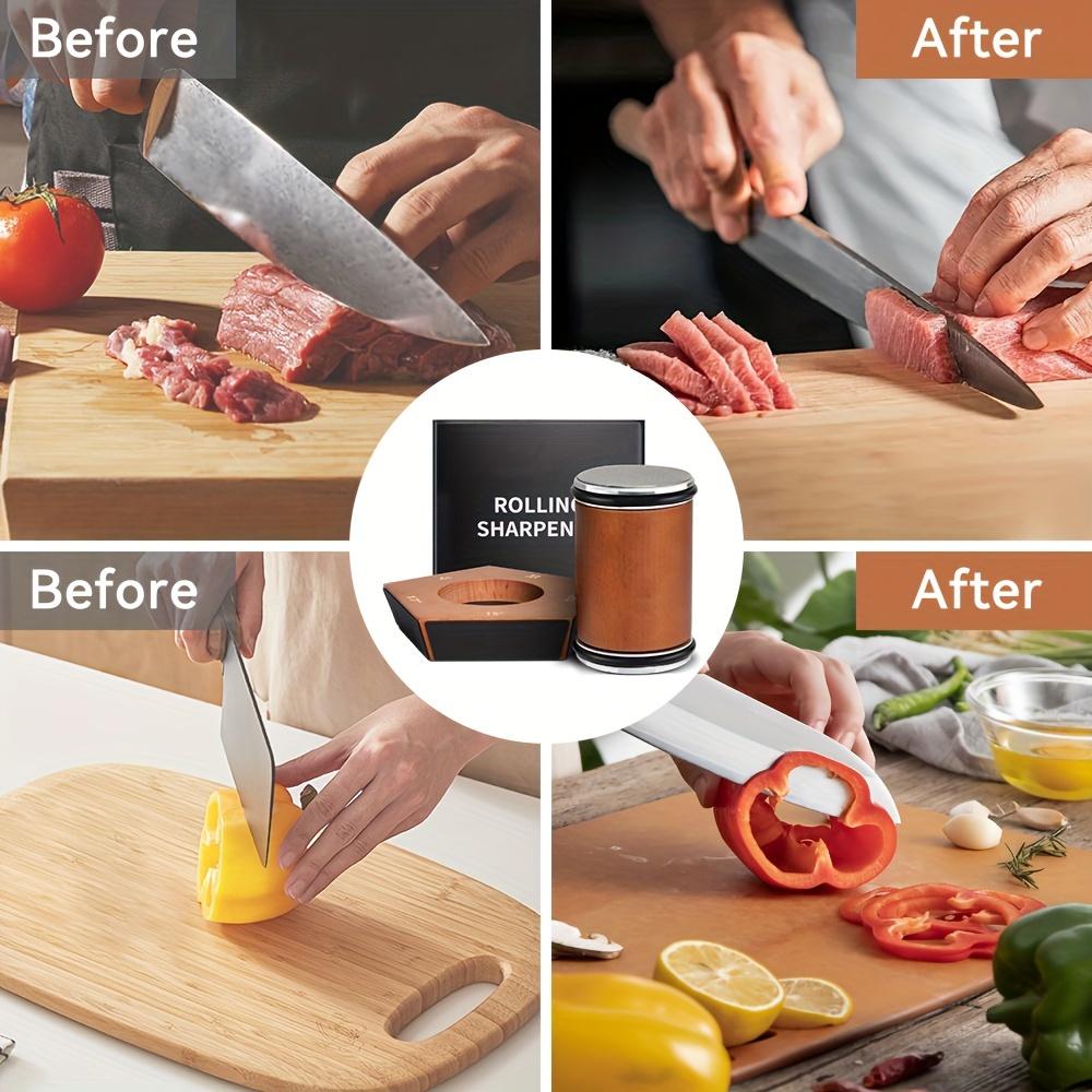 Rolling Knife Sharpener 5 Angles 12, 15, 17, 20 & 25 Degrees Rolling Sharpener for Chef Knives, rolling knives sharpener, Cleavers, and Cooking Knives Kitchen Cutting Wooden Modern, afilador de cuchillosknife, sharpener, set