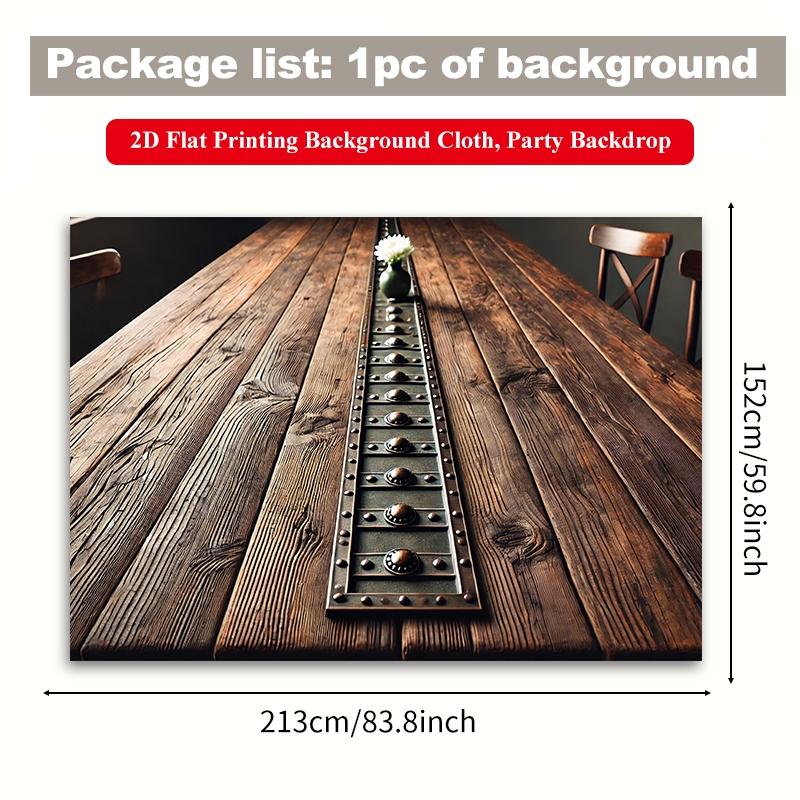 2D Flat Printing Backdrop Banner 1pc, Wooden Table With Artistic Vase Vibrant Polyester Background Cloth for Family Party, Wedding, Birthday, Christmas, Thanksgiving, Fall, Entryway, Room Decorations, Easy to Set Up, Reusable