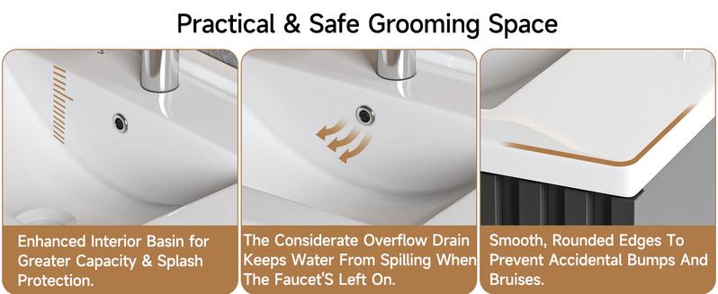 【Valentine's Day gift】ONBRILL 30/36 Inch Bathroom Vanity with Sink Combo, Floating Bathroom Vanity with 2 Fluted Drawers & Metal Handle, Modern Wall Mount Storage Cabinet with Ceramic Integrated Sink for Small Space