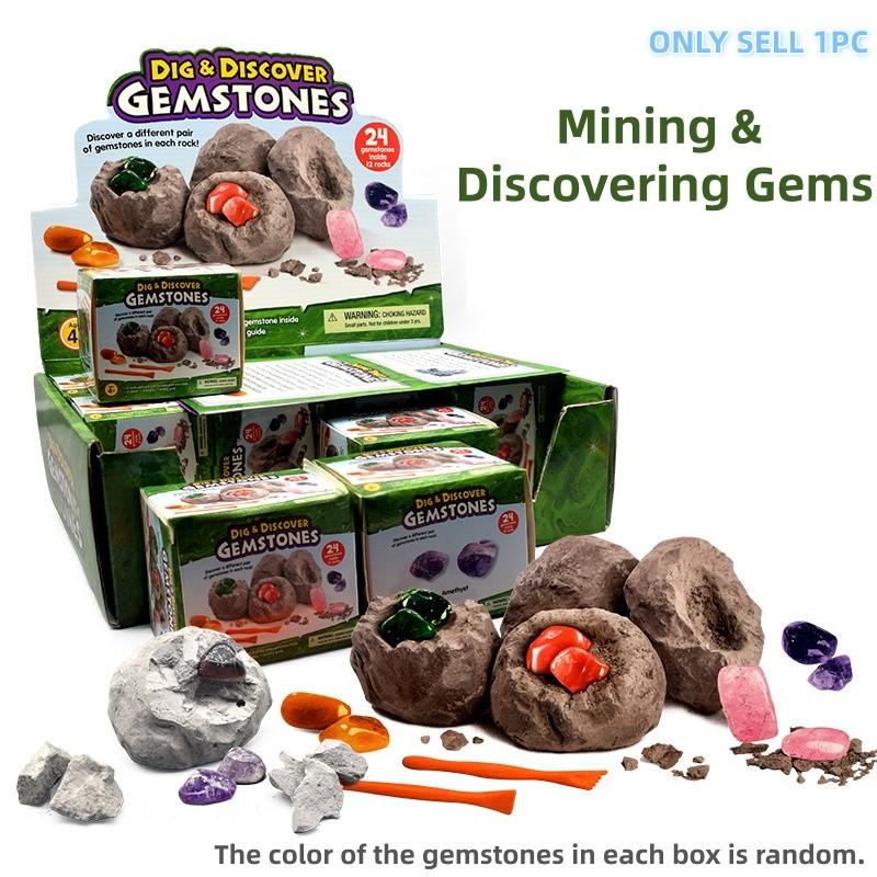 Archaeology Dig Fossil Toy, DIY Blind Box, Educational Puzzle for Kids, Rainbow Gemstones, Perfect Gift for Boys and Girls