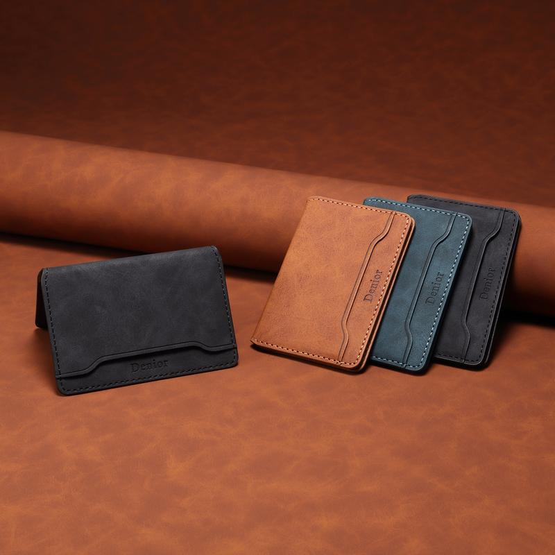 Denier Magnetic Slim Credit Card Wallet Blue PU Leather Detachable Case Wallet with Integrated Magnet Closure Slip On Design