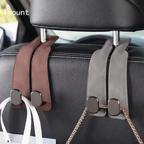 Car Seat Back Storage Hook, PU Leather Hidden Headrest Hook, Multi-Functional Durable Car Seat Organizer Backseat, Car Interior Organizer, Car Organizers and Storage, Rear Seat Storage Solution, Car Organization Accessories