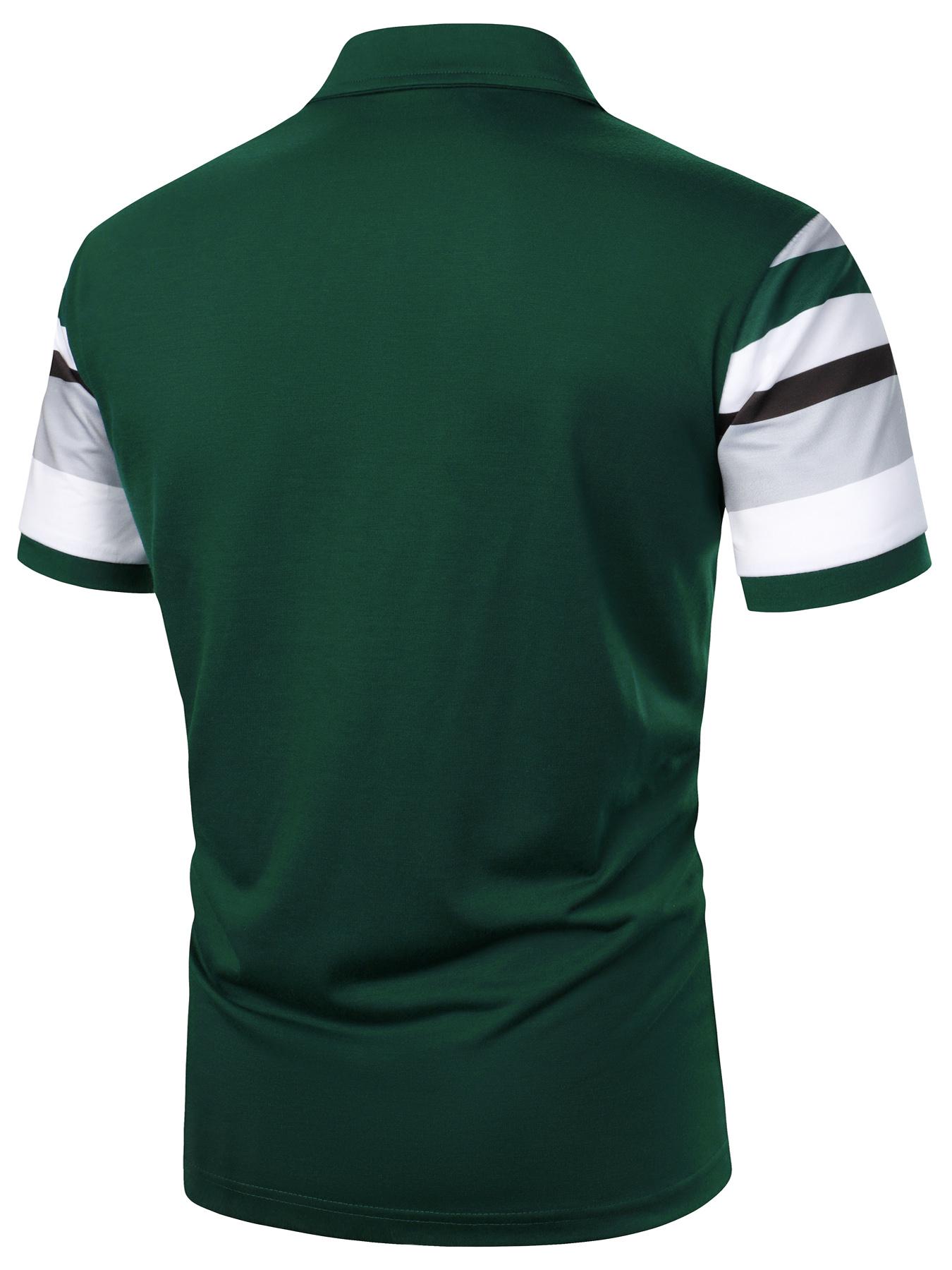 Men's Polo Shirt Short Sleeve Colorblock Design Top, Casual Fitted Style for Daily Wear & Outdoor Sports, Perfect Holiday Gift for Fashion Men