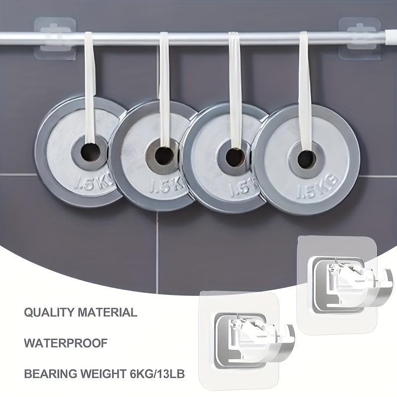 8 Pack - No Drilled Self-Adhesive Curtain Rod Brackets, Nailless Wall Brackets for Home And Hospitality