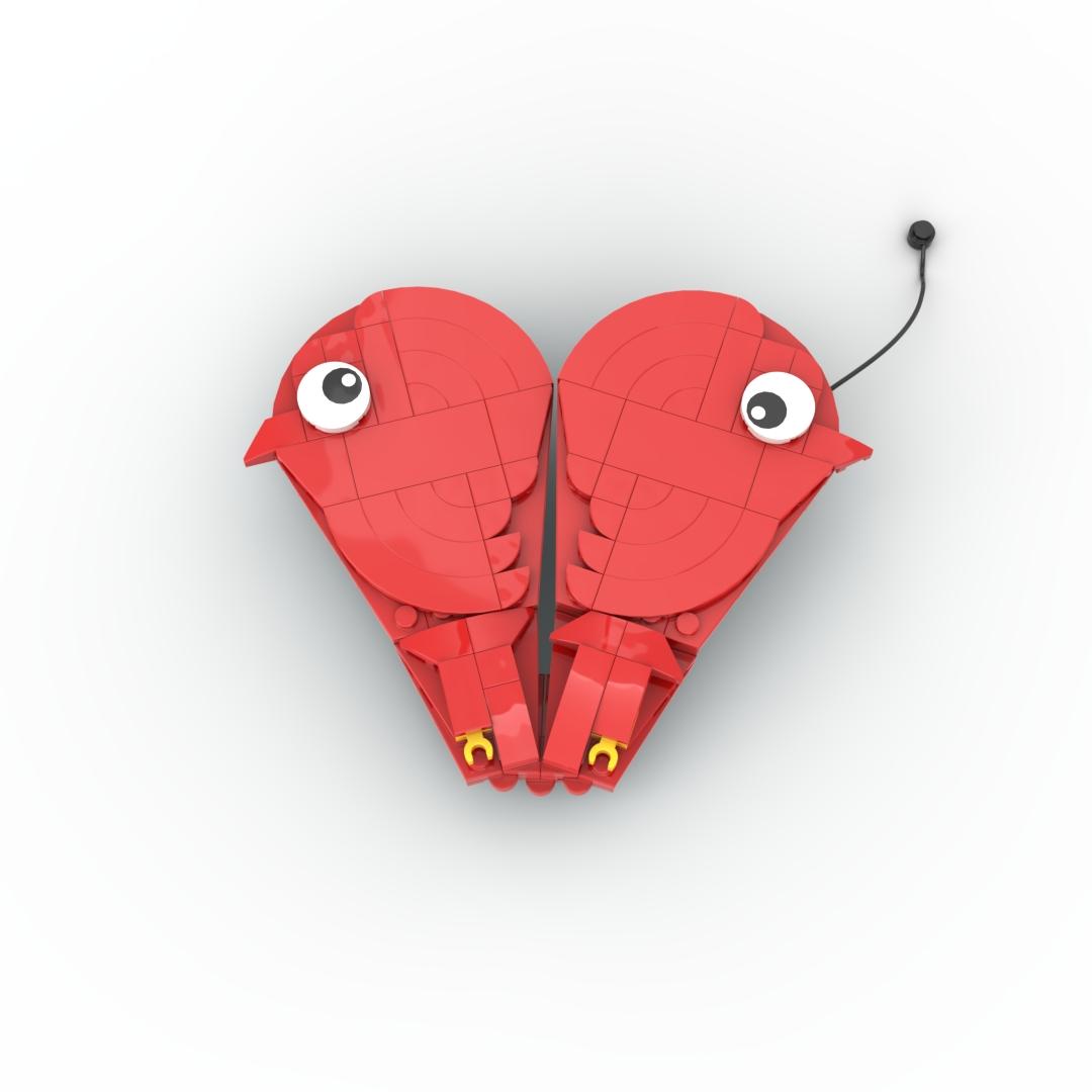 MOC 113PCS Pair of Red Birds Building Blocks Set, Durable ABS Plastic Bricks Toy, Love Couple Face to Face Meaning, Friendship Back to Back Meaning, DIY Easy Assemble Buildable Bird Figure Model, Desk Display Collectible Ornament