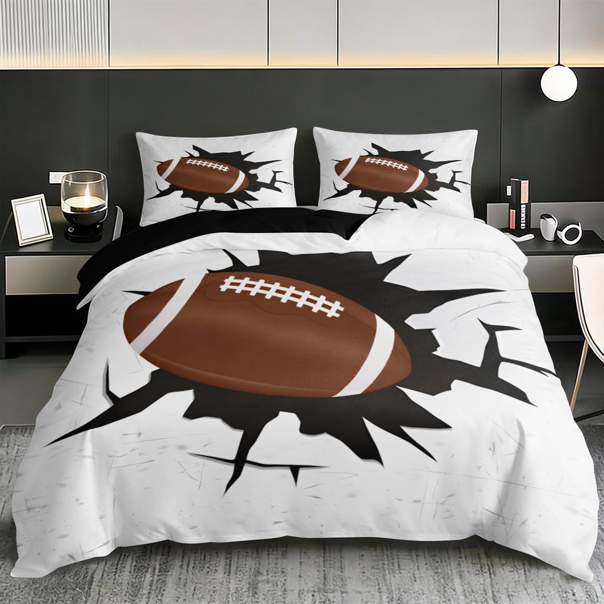 3-piece rugby patterned printed Decorative Duvet Cover - soft and comfortable, suitable for bedroom, guest room, and dormitory decoration bedding. 3-piece set (1 duvet cover+2 pillowcases without core)
