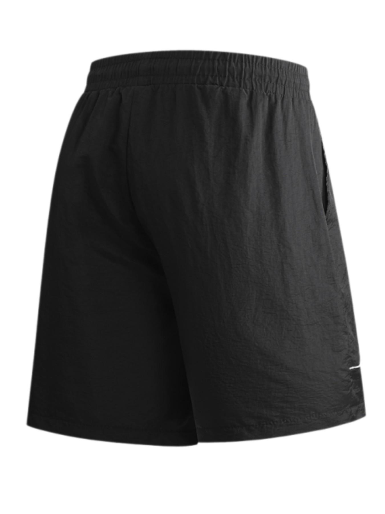 Men's Urban Style Casual Shorts, 100% Nylon Lightweight, Curved Contrast Stripe, Graphic Print, Elastic Drawstring Waist Loose Summer Shorts
