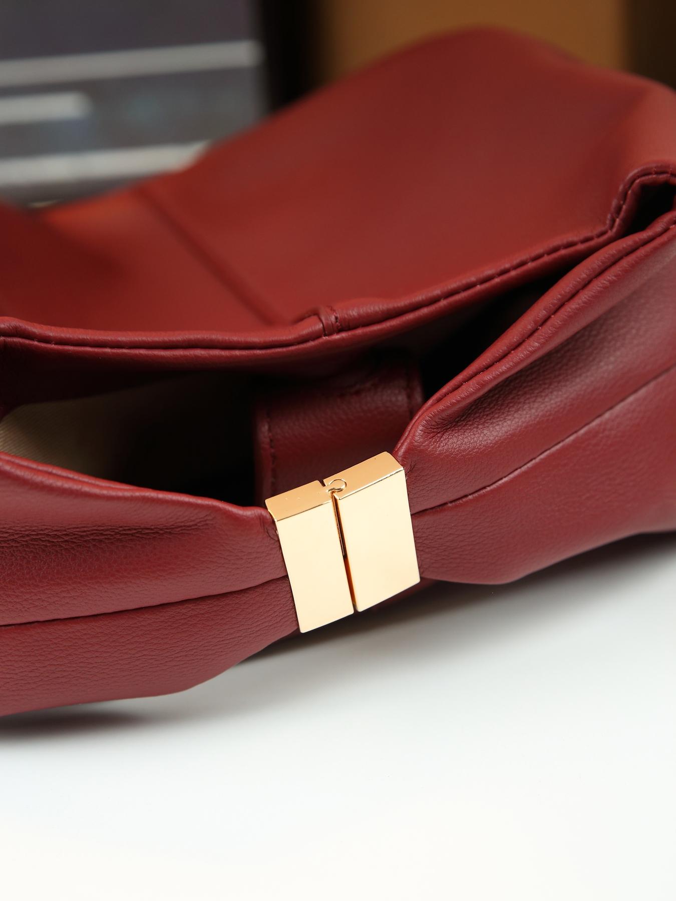 Niche design simple solid color bento bag lychee pattern going out leisure Fashionable Evening Bag shoulder messenger bag dinner bag