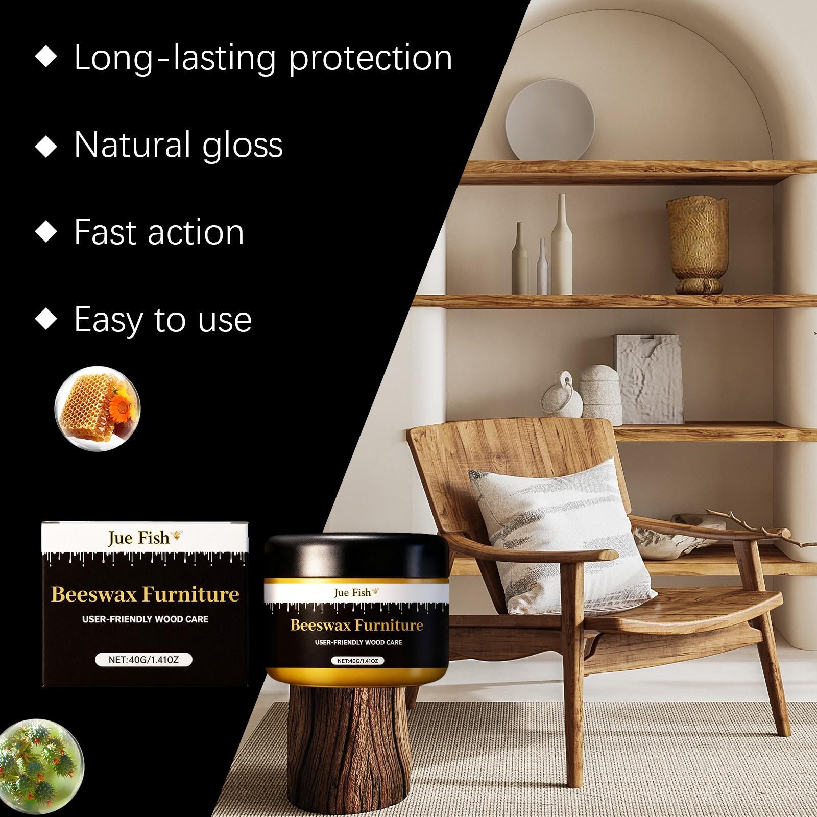 2-Pack Beeswax Furniture Care Polish (40g*2), Wood Furniture Renovation, Cleaning Polishing Gloss, Removes Wax Buildup and Stubborn Stains,Maintenance And Care Agent