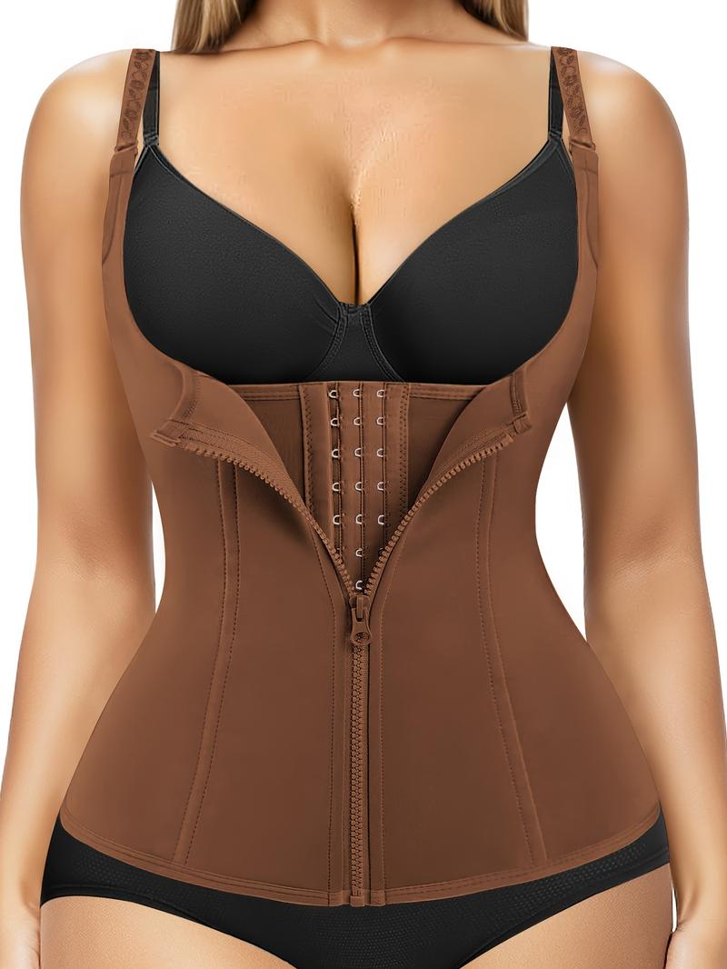 Women's Adjustable Strap Zipper Shapewear Top, Tummy Control Waist Trainer, Corset Waist Shapewear, Ladies Shapewear for Fall, Matt Waist Trainers