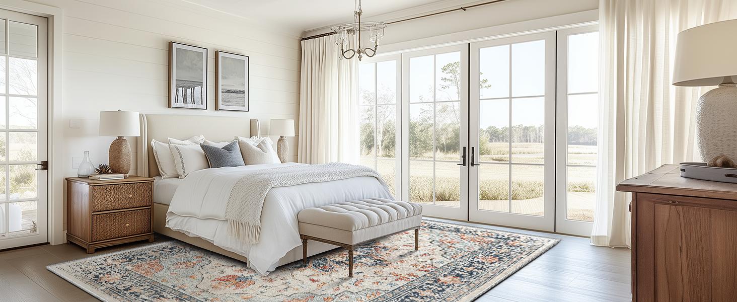 BESTSWEETIE Machine Washable Rugs for Living Room, Boho Rugs Area Rug Runner Rug Carpet Non-slip Large Area Rugs for Bedroom Indoor Floor Mat