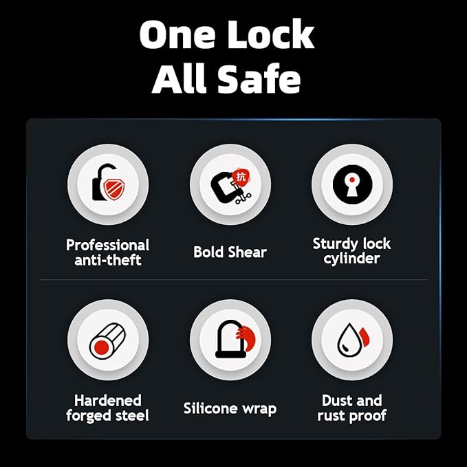 ROCKBROS Bike U Lock with Cable Heavy Duty Bicycle U Shackle 21mm U-Lock 4 ft Cable Mounting Bracket Scooter Motorcycles