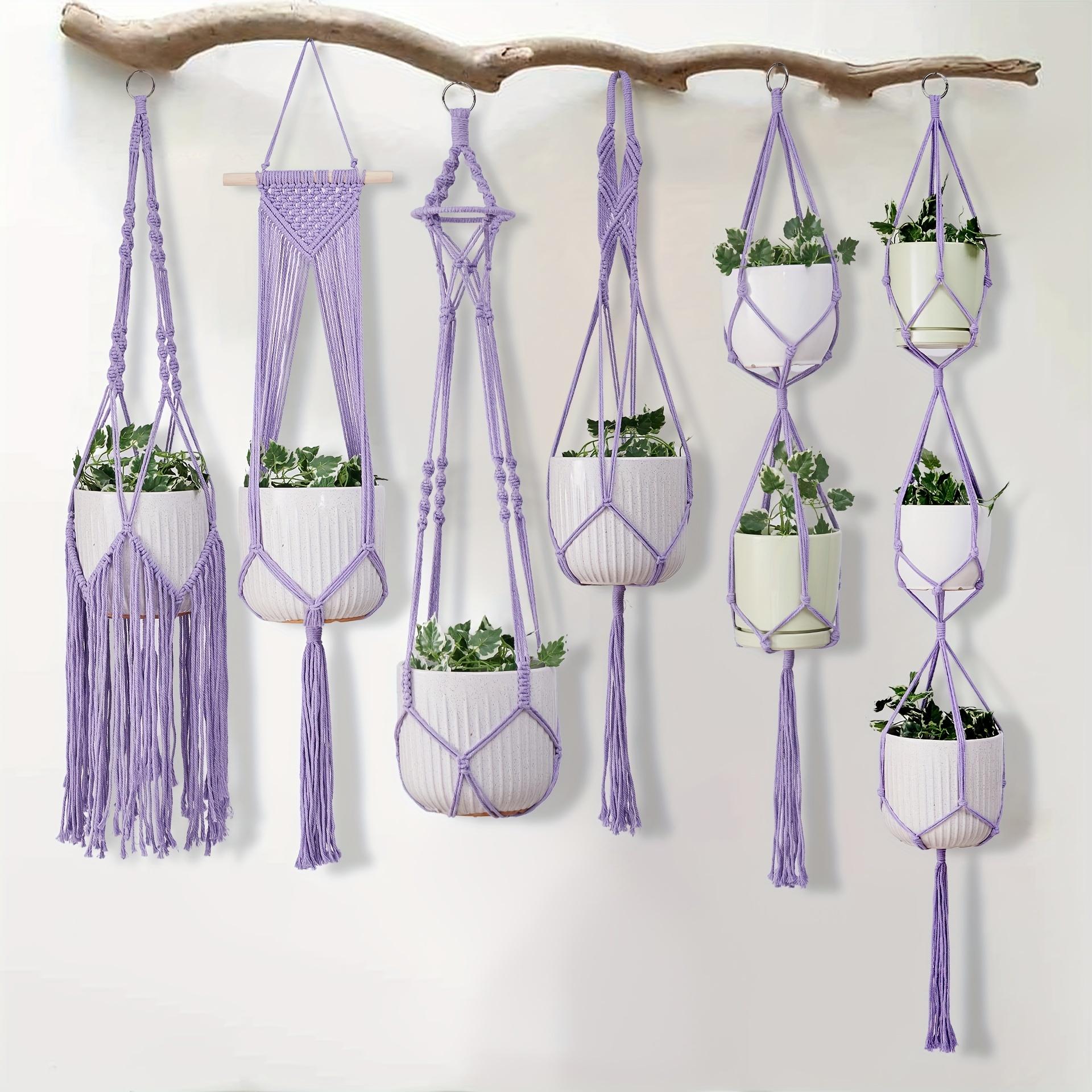 6-Pack Handmade Woven Plant Pot Hangers, Indoor And Outdoor Flower Pot Hanging Baskets, Handmade Woven Plant Hanging Stands, Suitable For Bohemian Home, Patio, And Garden Decoration (Plants And Flower Pots Not Included)