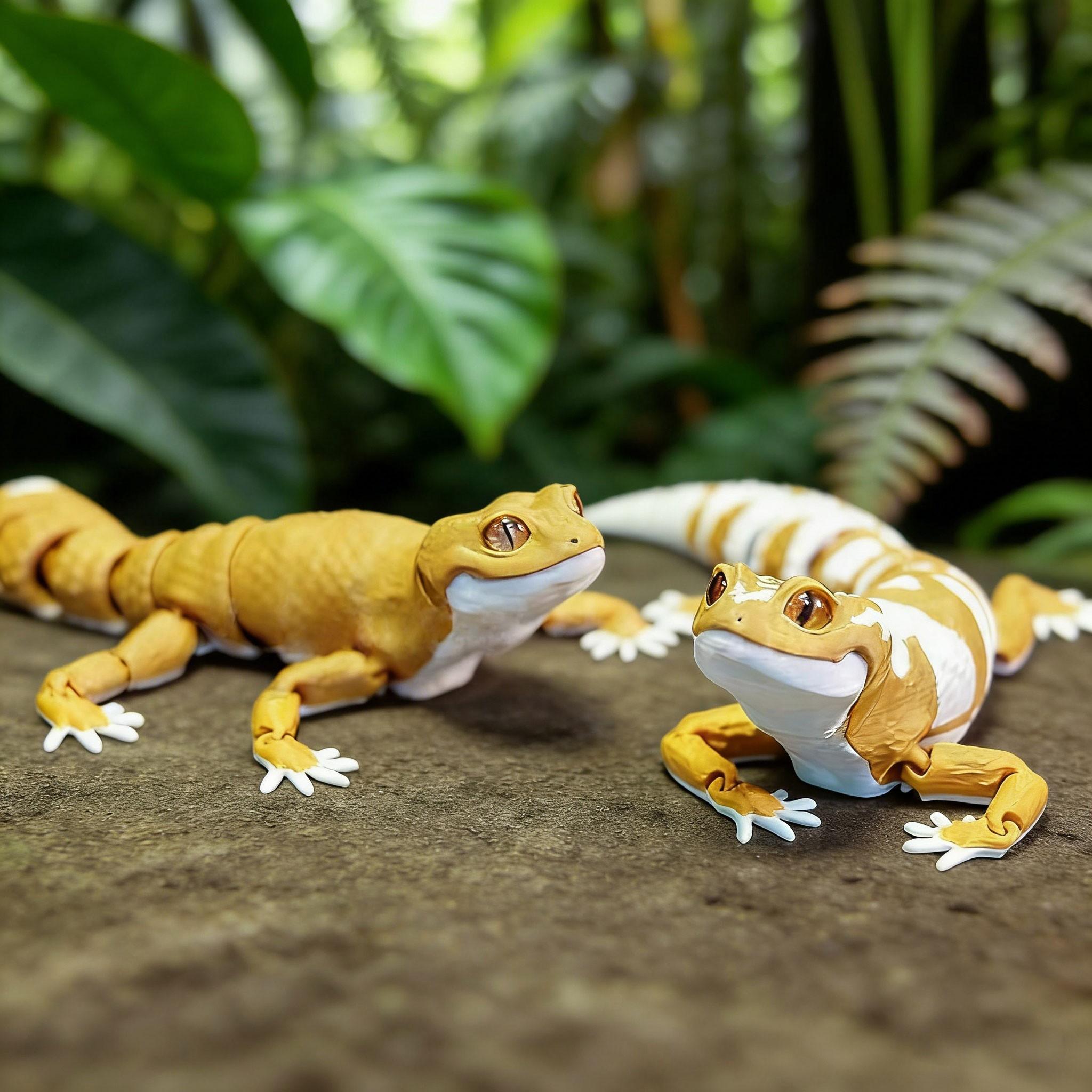 Leopard Print Lizard Figurine, 3D Printed Desktop Art & Collectible, Jointed Handmade Toy, Articulating Miniatures, Realistic Animal Model, Desk Decoration, Collectible Figurines